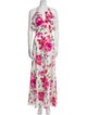 Theia Floral Print Long Dress