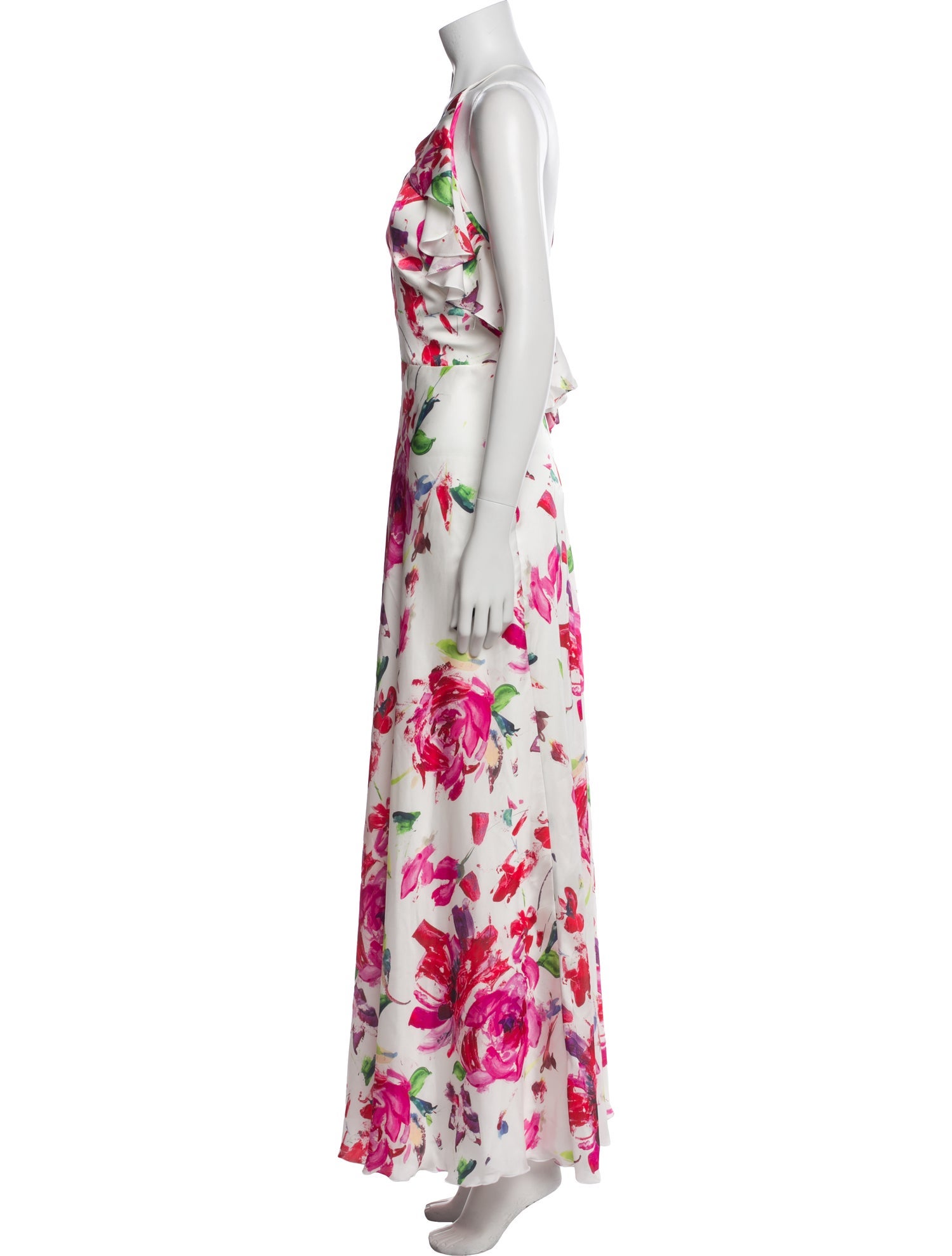 Theia Floral Print Long Dress