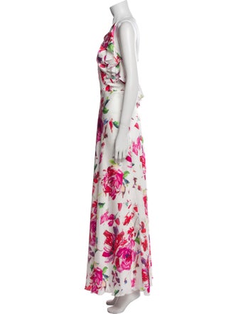 Theia Floral Print Long Dress