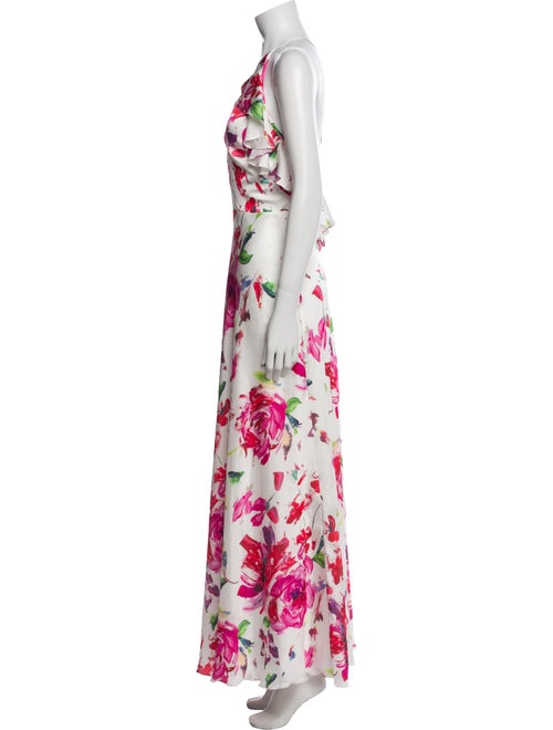 Theia Floral Print Long Dress