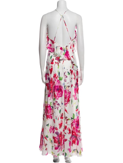 Theia Floral Print Long Dress