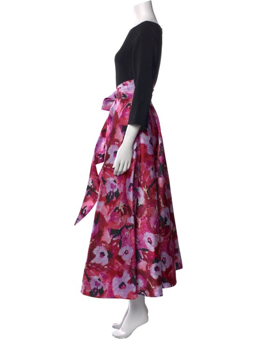 Theia Floral Print Long Dress