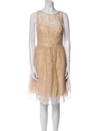 Theia Bateau Neckline Knee-Length Dress