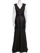 Theia Lace Pattern Long Dress