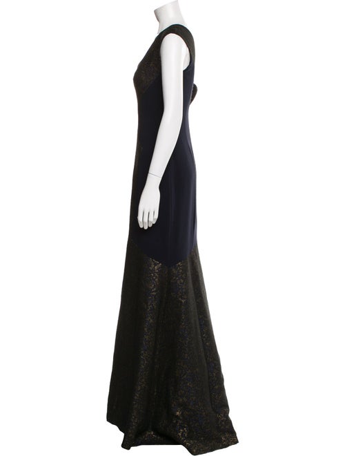 Theia Lace Pattern Long Dress