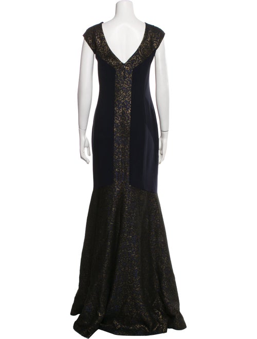 Theia Lace Pattern Long Dress
