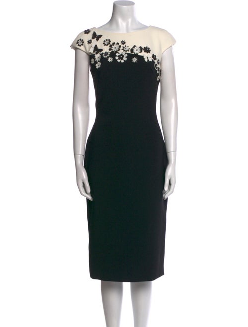 Theia Bateau Neckline Knee-Length Dress