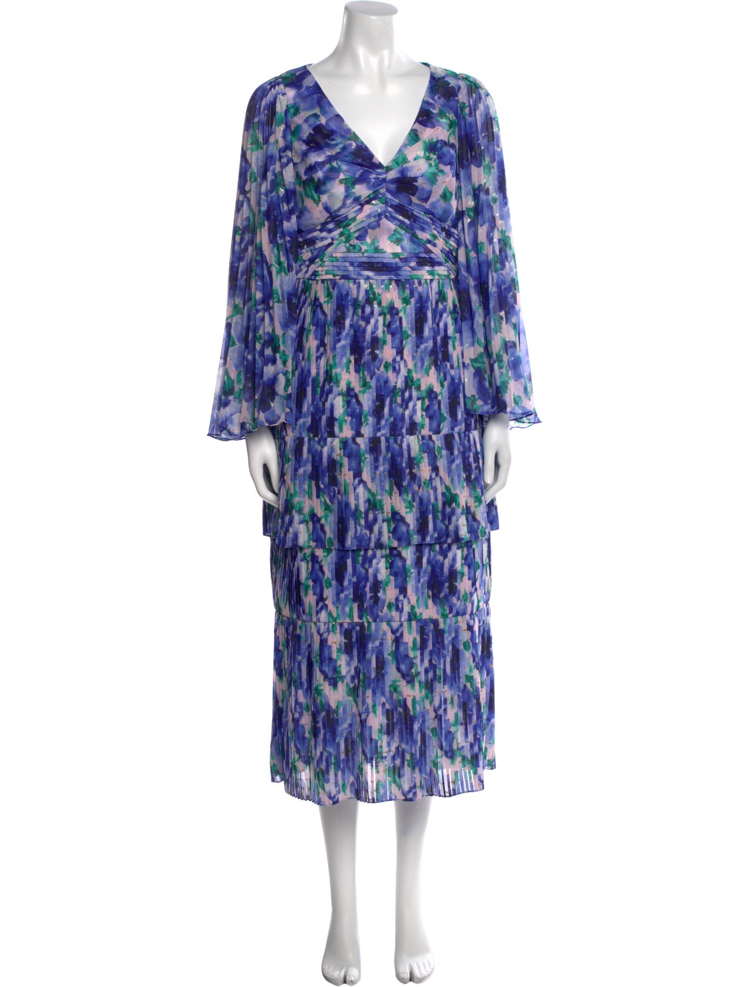 Theia Printed Midi Length Dress