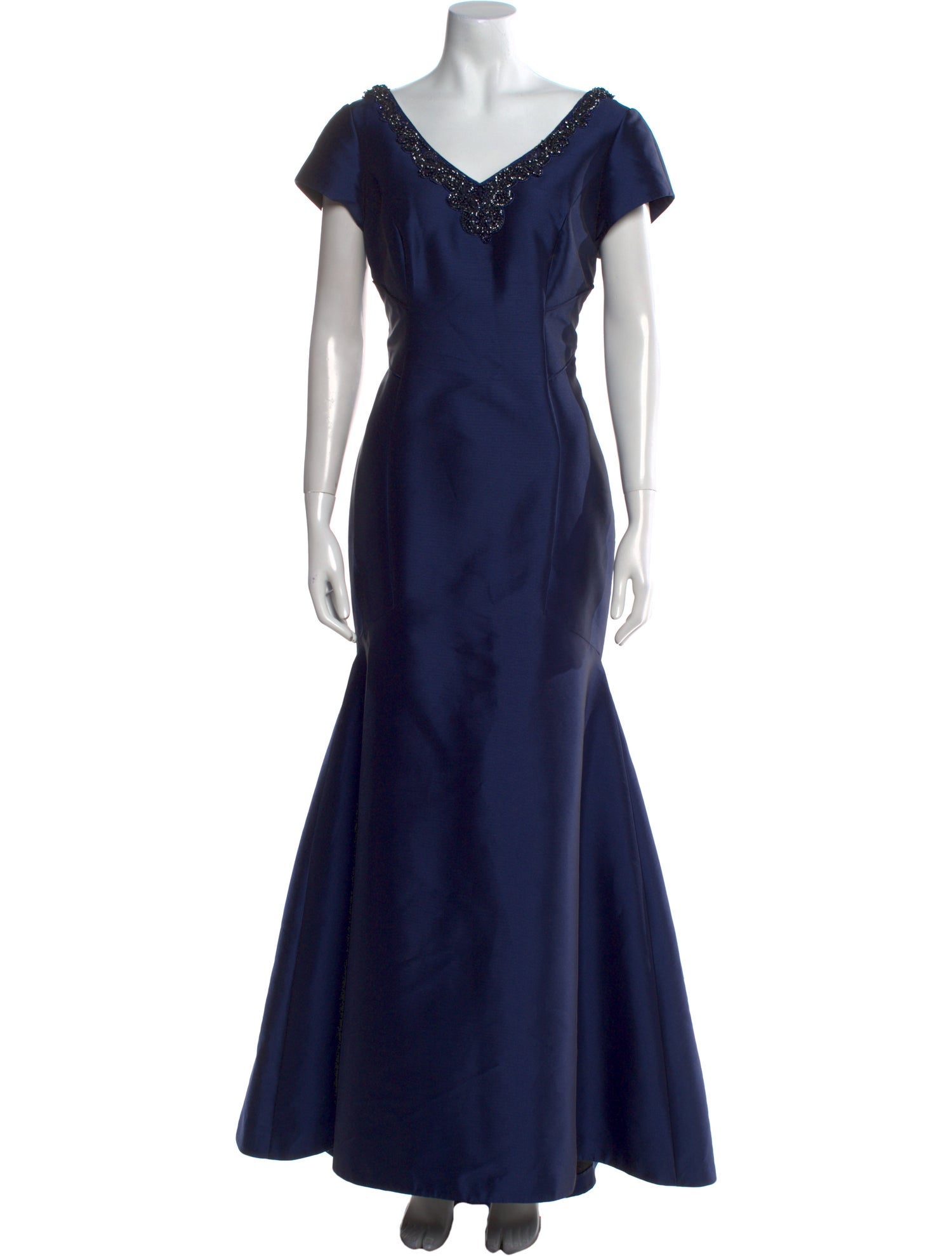 Theia V-Neck Long Dress