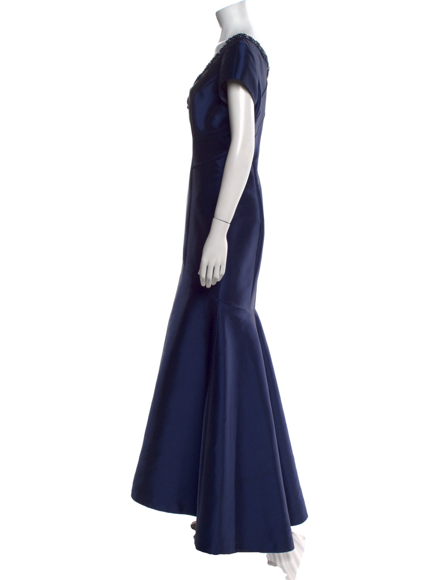 Theia V-Neck Long Dress