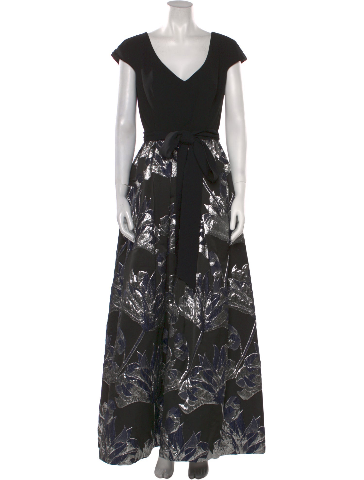 Theia Floral Print Long Dress