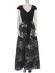 Theia Floral Print Long Dress