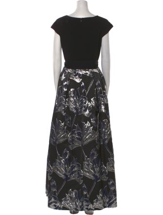 Theia Floral Print Long Dress