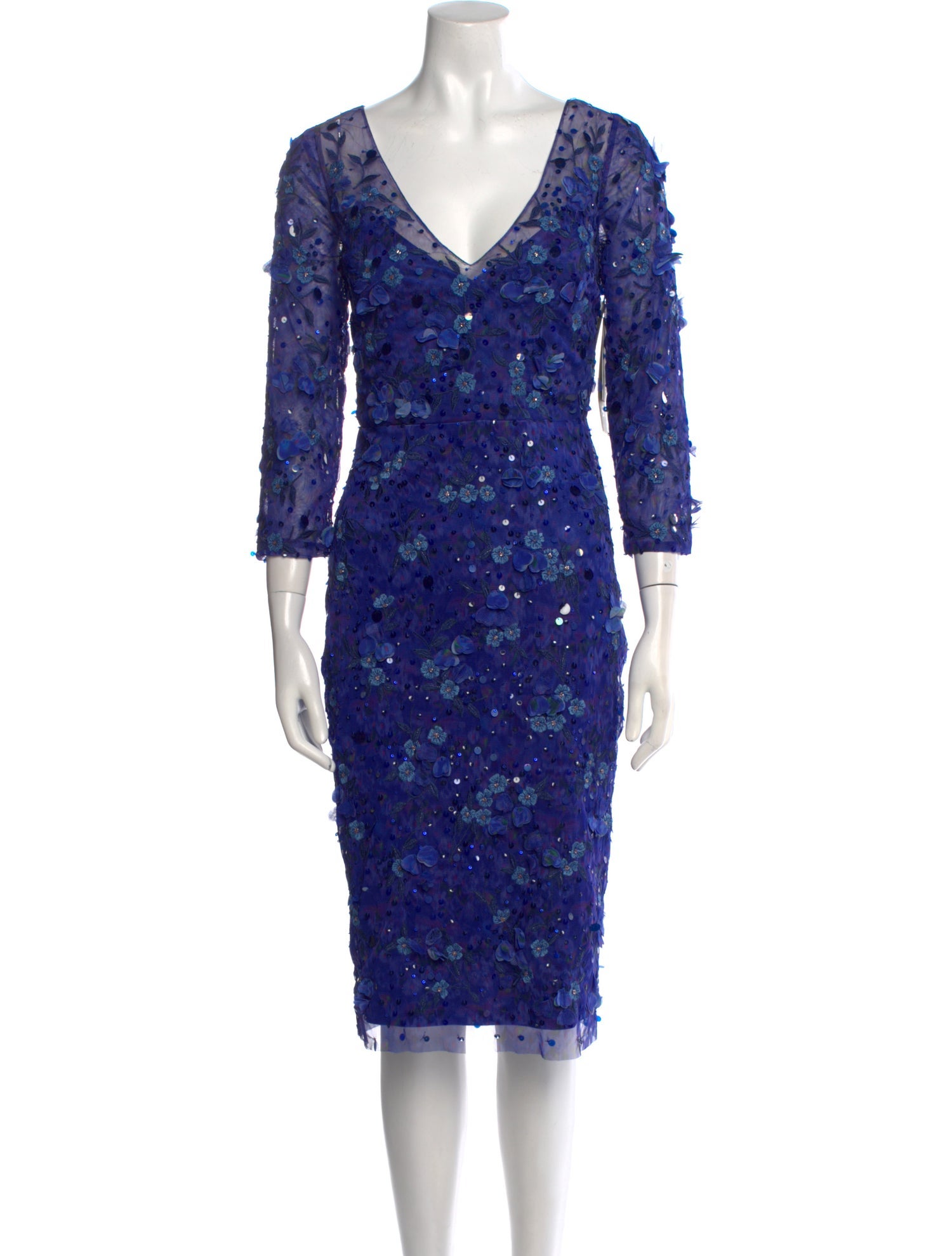 Theia Floral Print Midi Length Dress w/ Tags