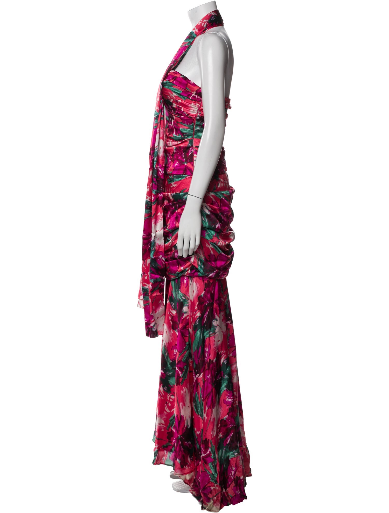 Theia Floral Print Long Dress