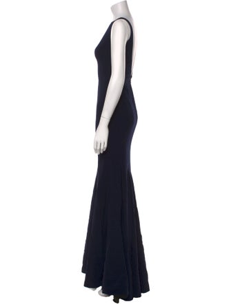 Theia Bateau Neckline Long Dress