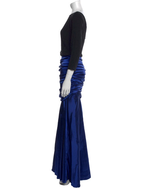 Theia Colorblock Pattern Long Dress