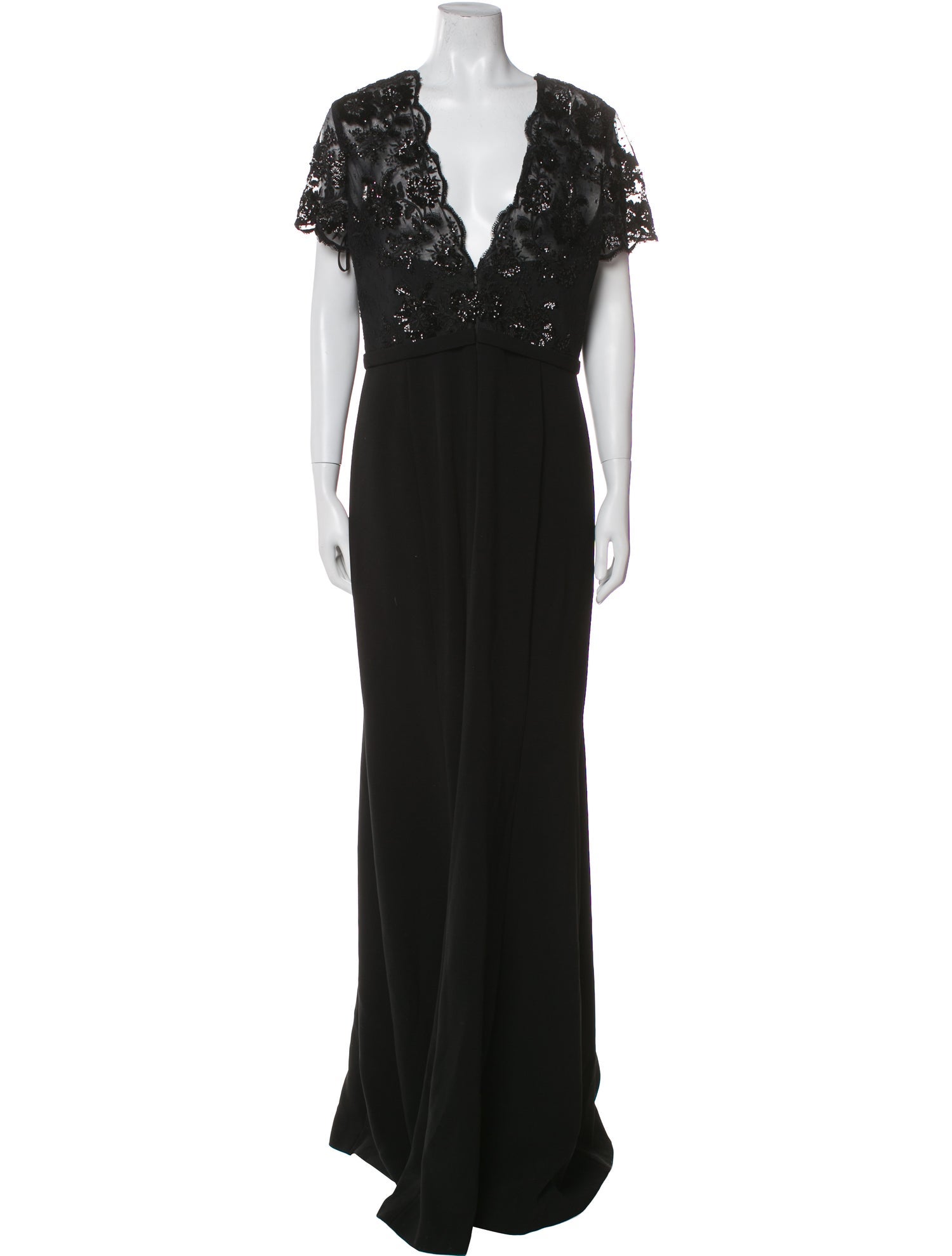 Theia V-Neck Long Dress
