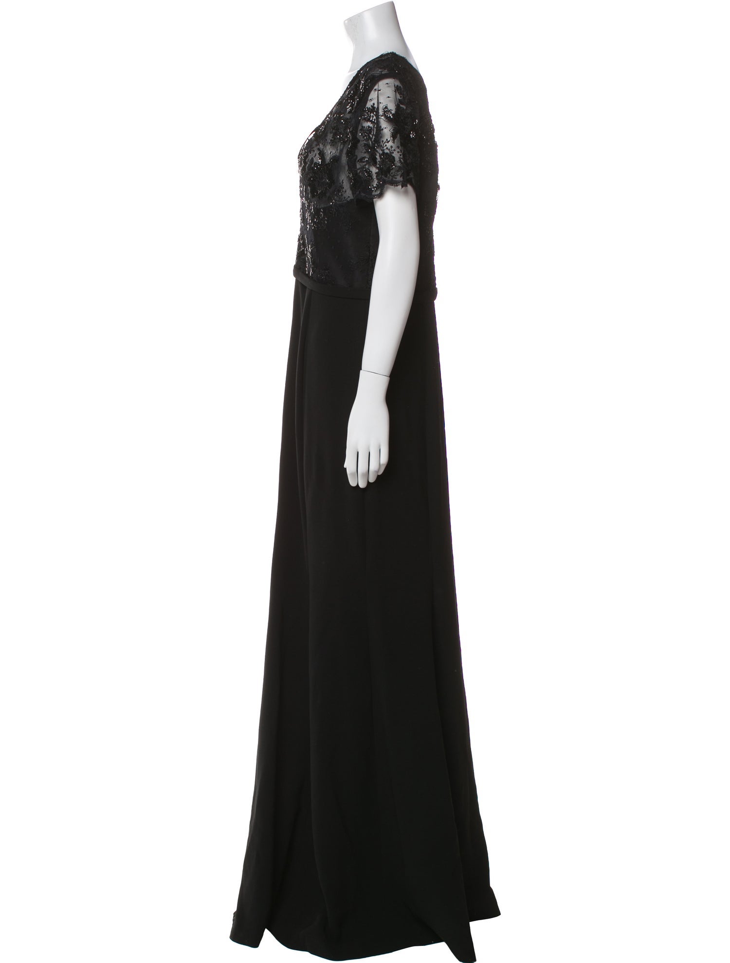 Theia V-Neck Long Dress
