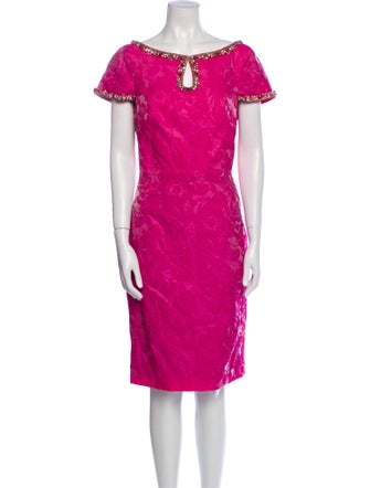 Theia Printed Knee-Length Dress