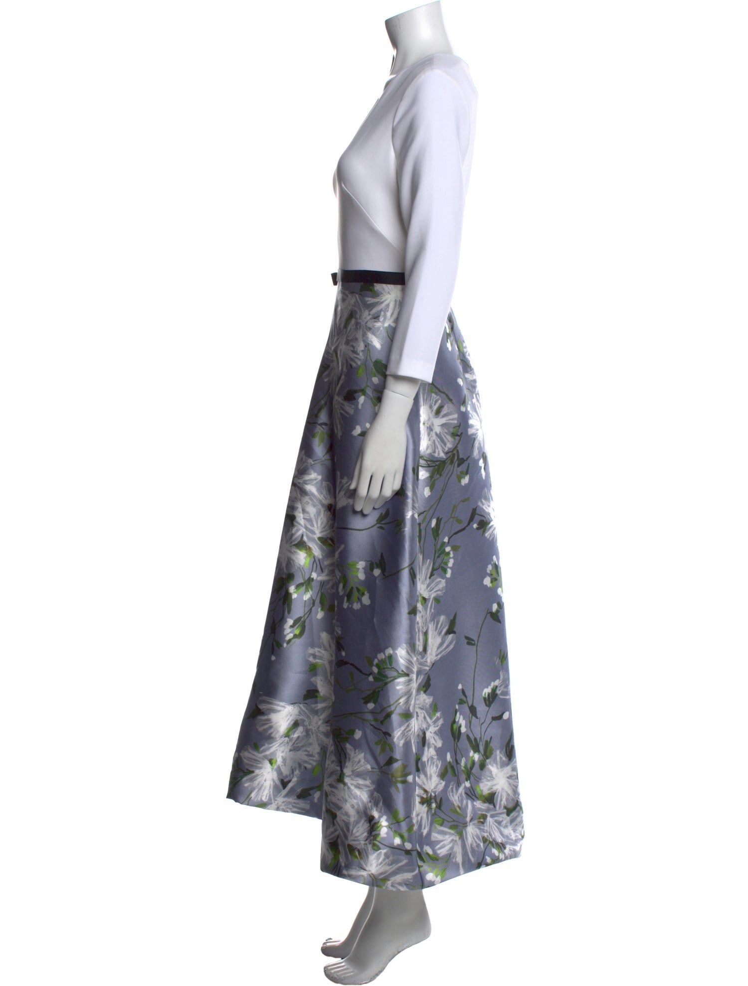 Theia Floral Print Long Dress