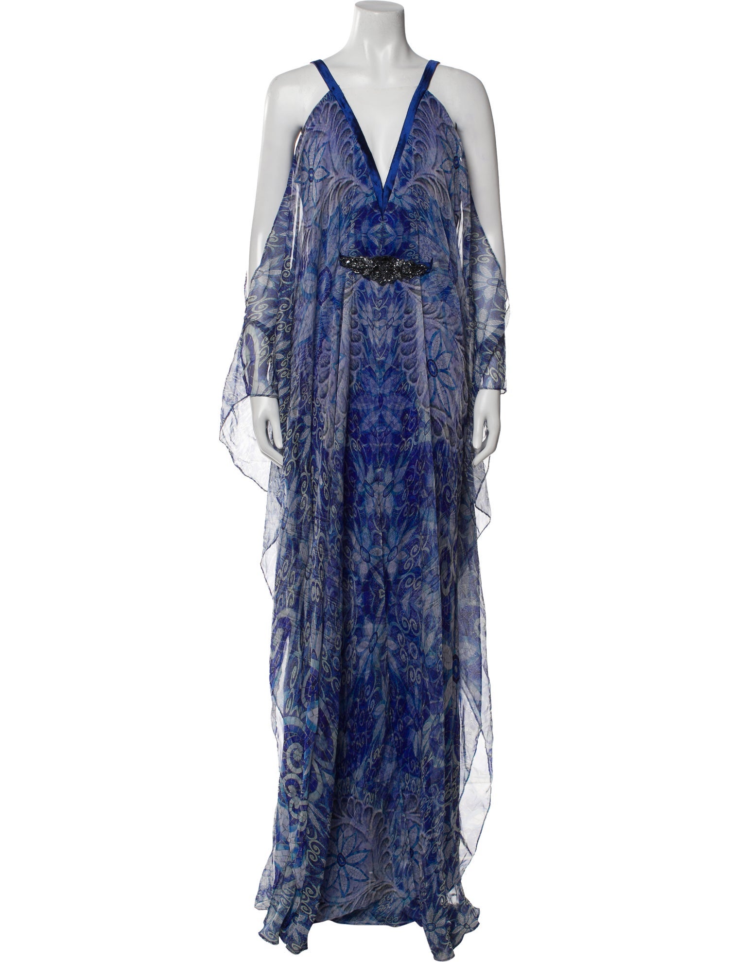 Theia Printed Long Dress