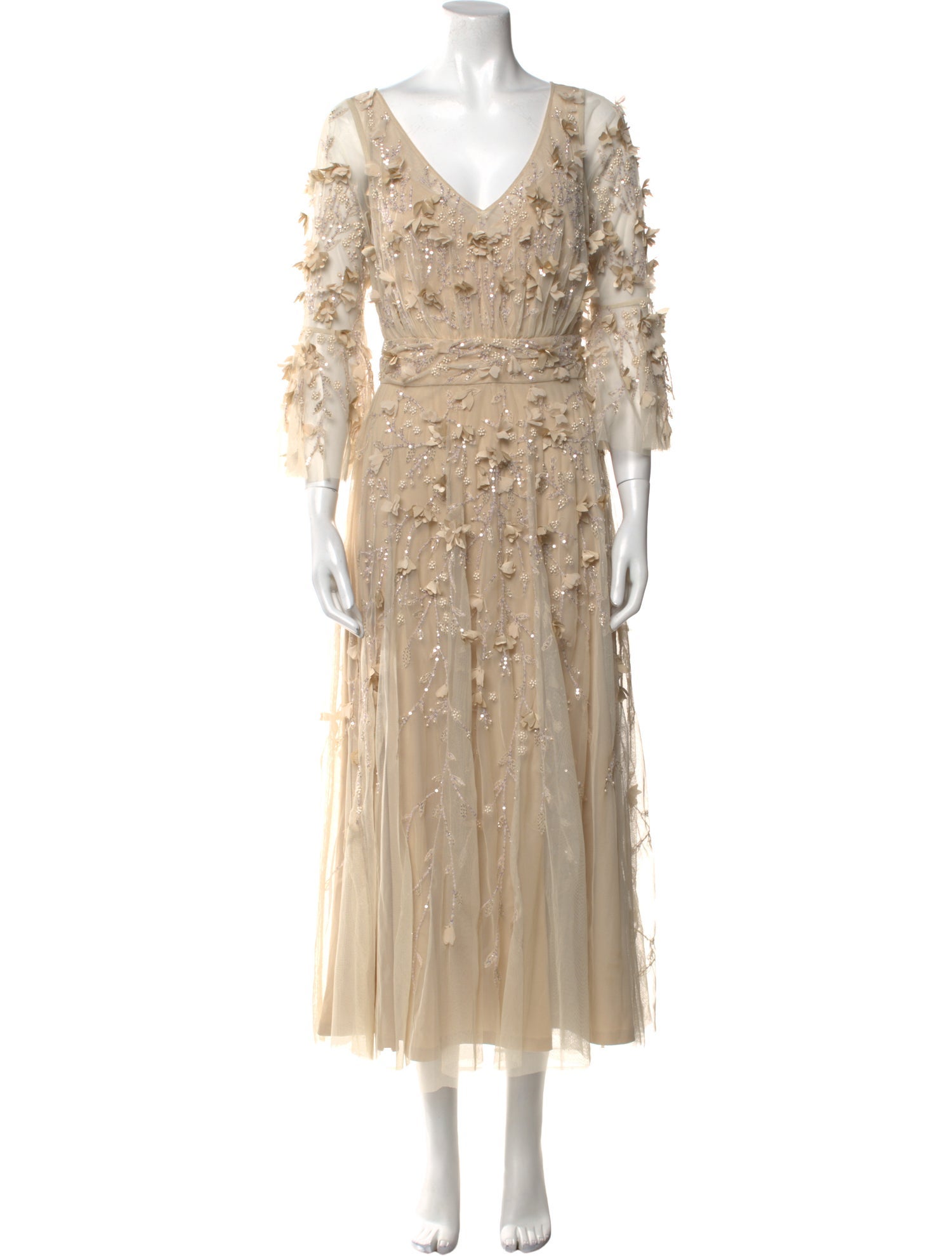 Theia V-Neck Long Dress w/ Tags