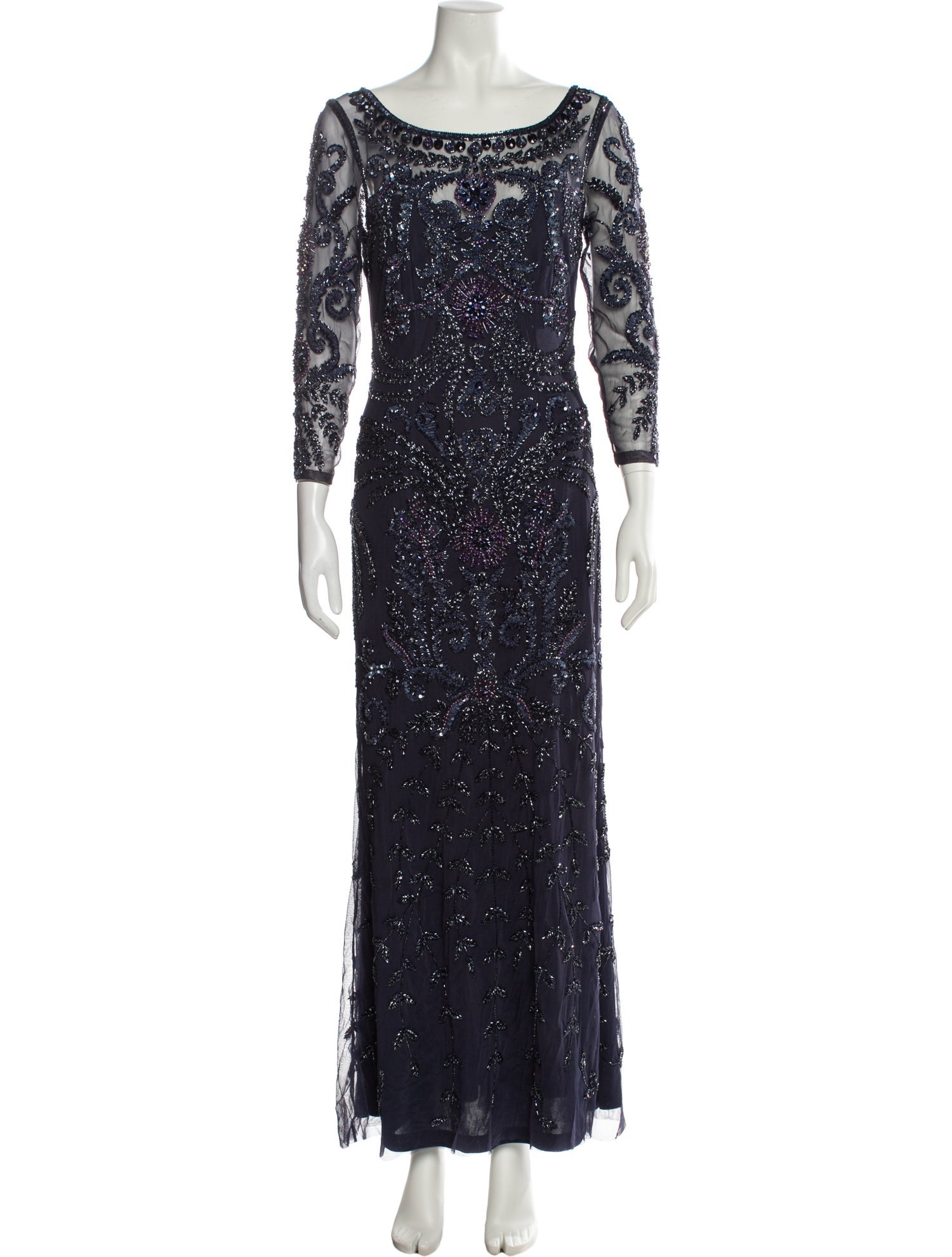 Theia Bateau Neckline Midi Length Dress