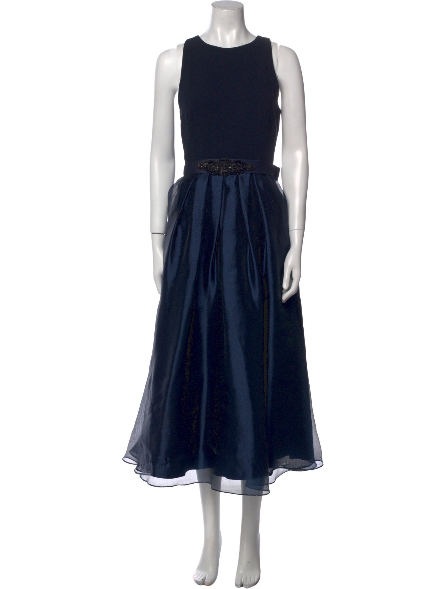 Theia Crew Neck Long Dress