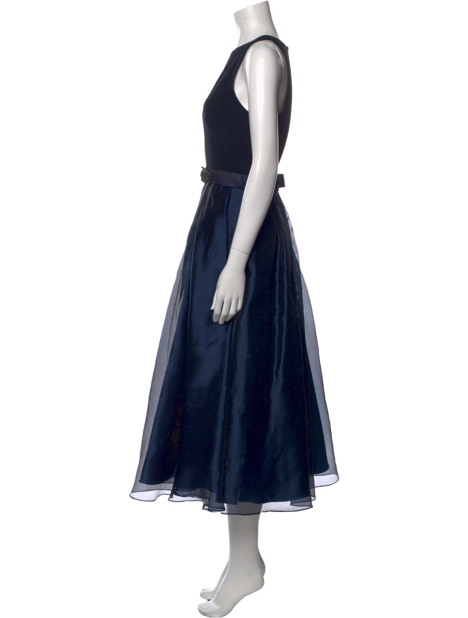 Theia Crew Neck Long Dress