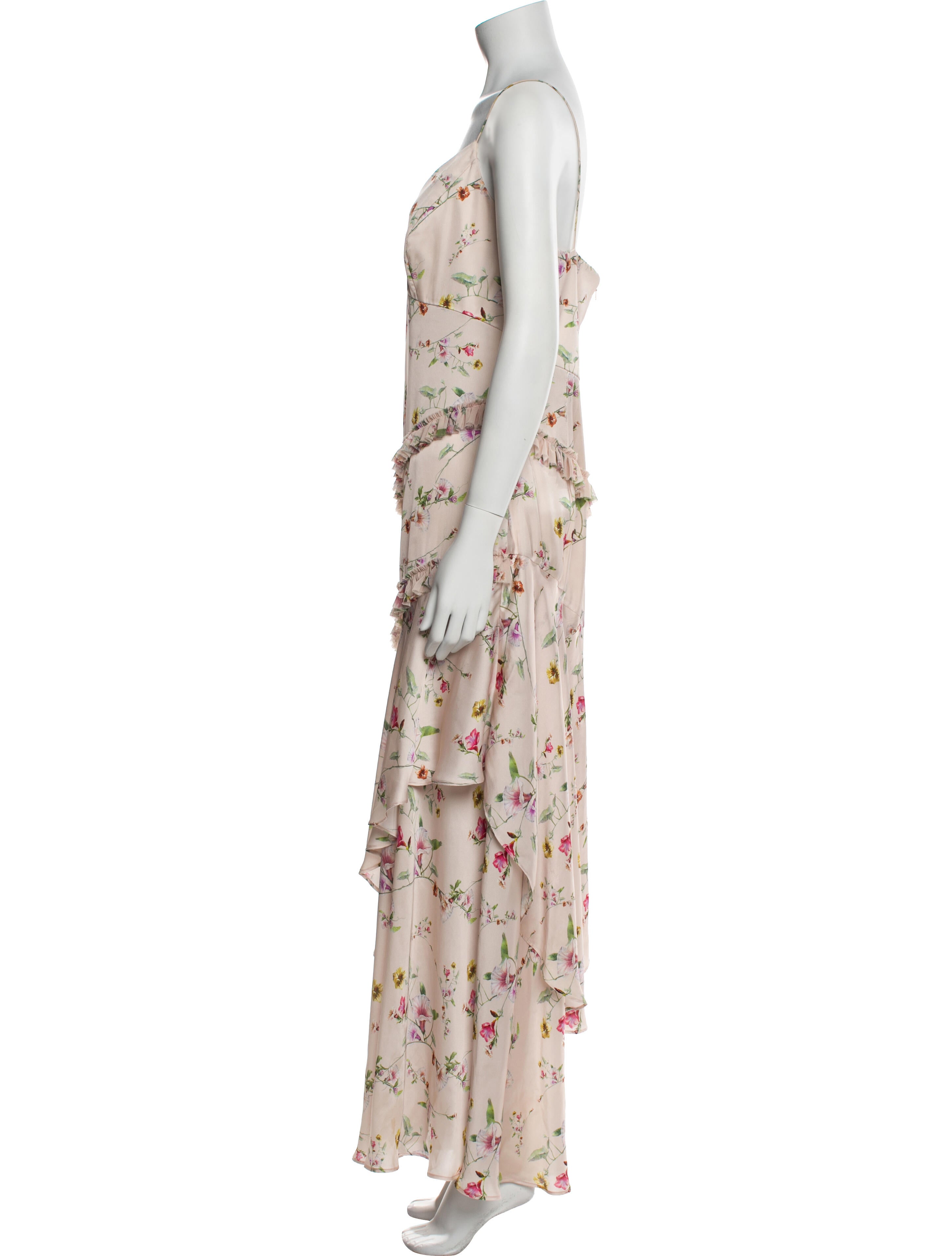 Theia Floral Print Long Dress