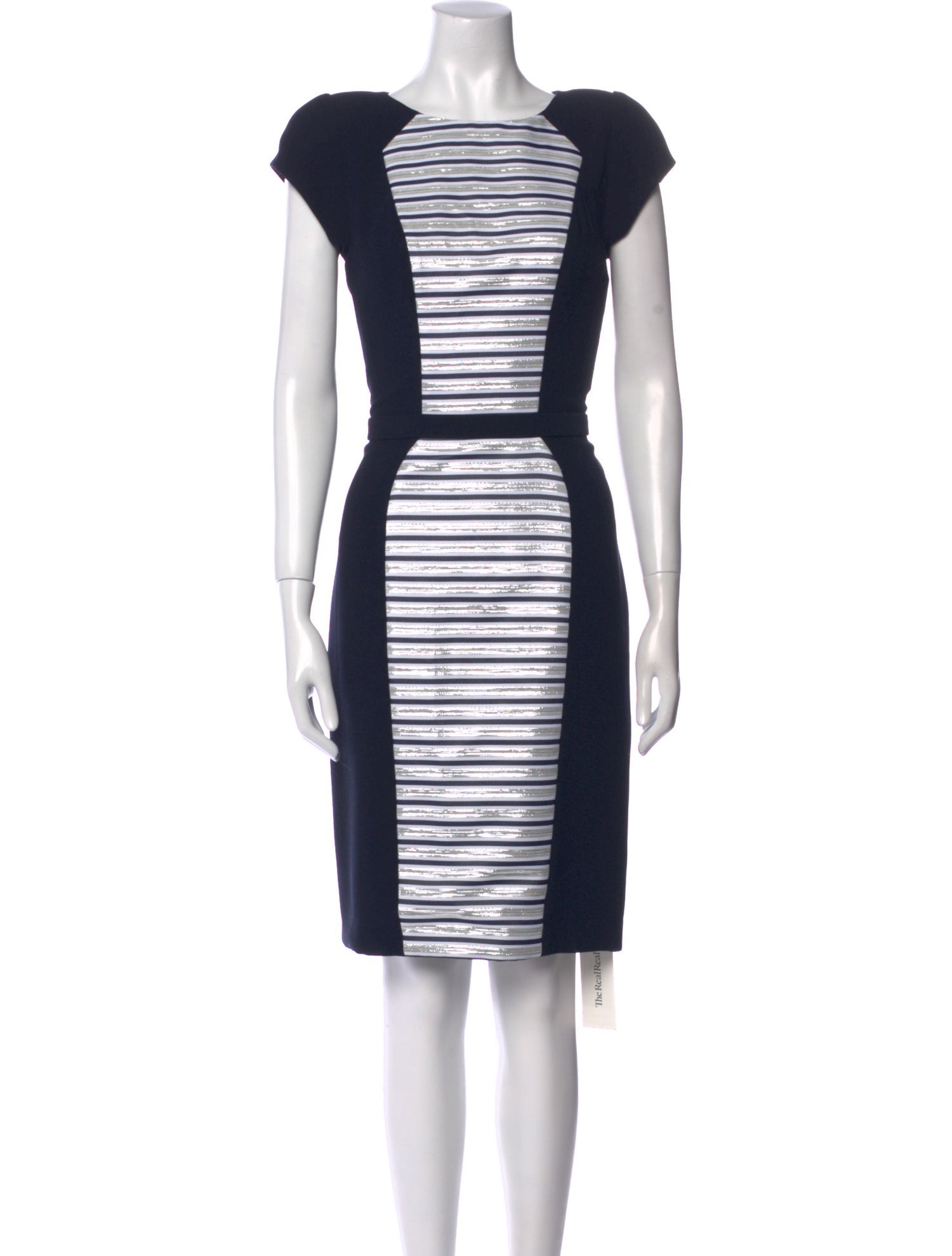 Theia Striped Knee-Length Dress w/ Tags