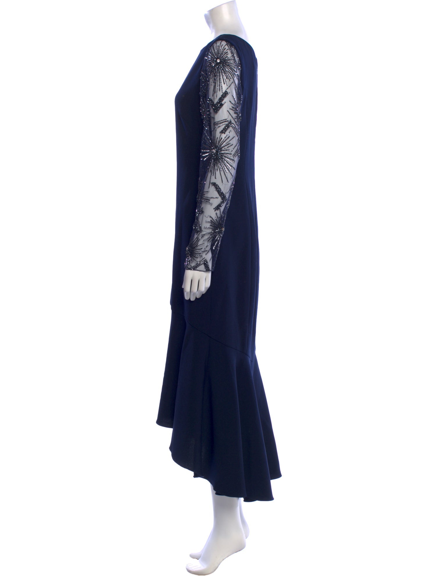 Theia Bateau Neckline Long Dress