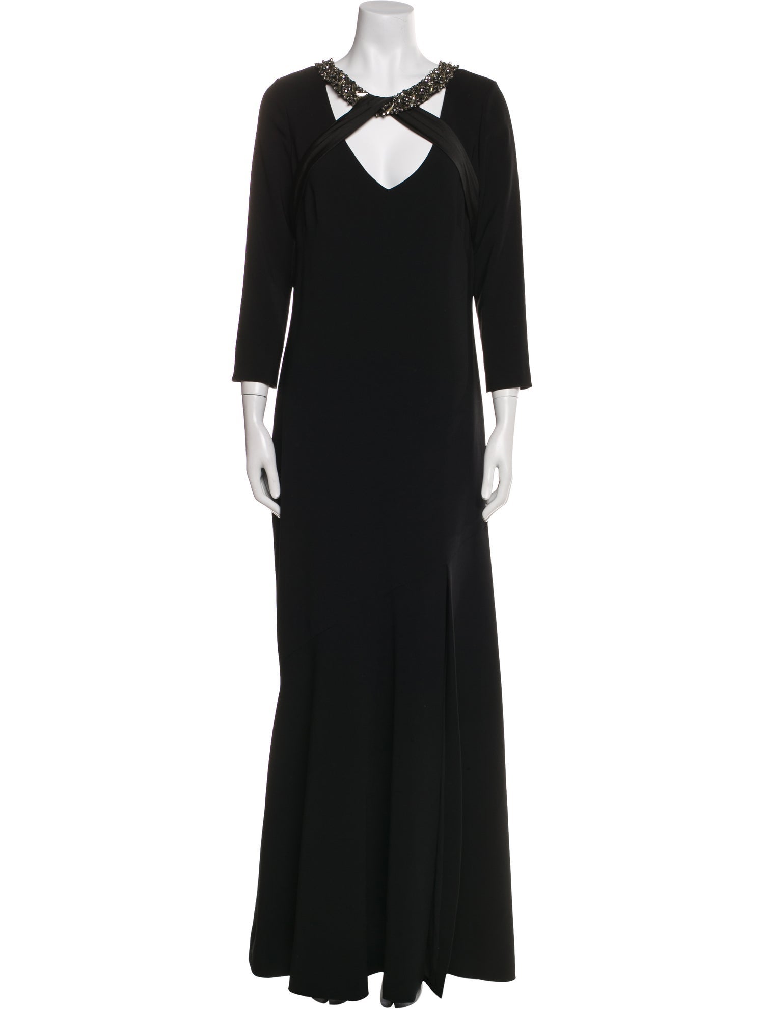 Theia V-Neck Long Dress