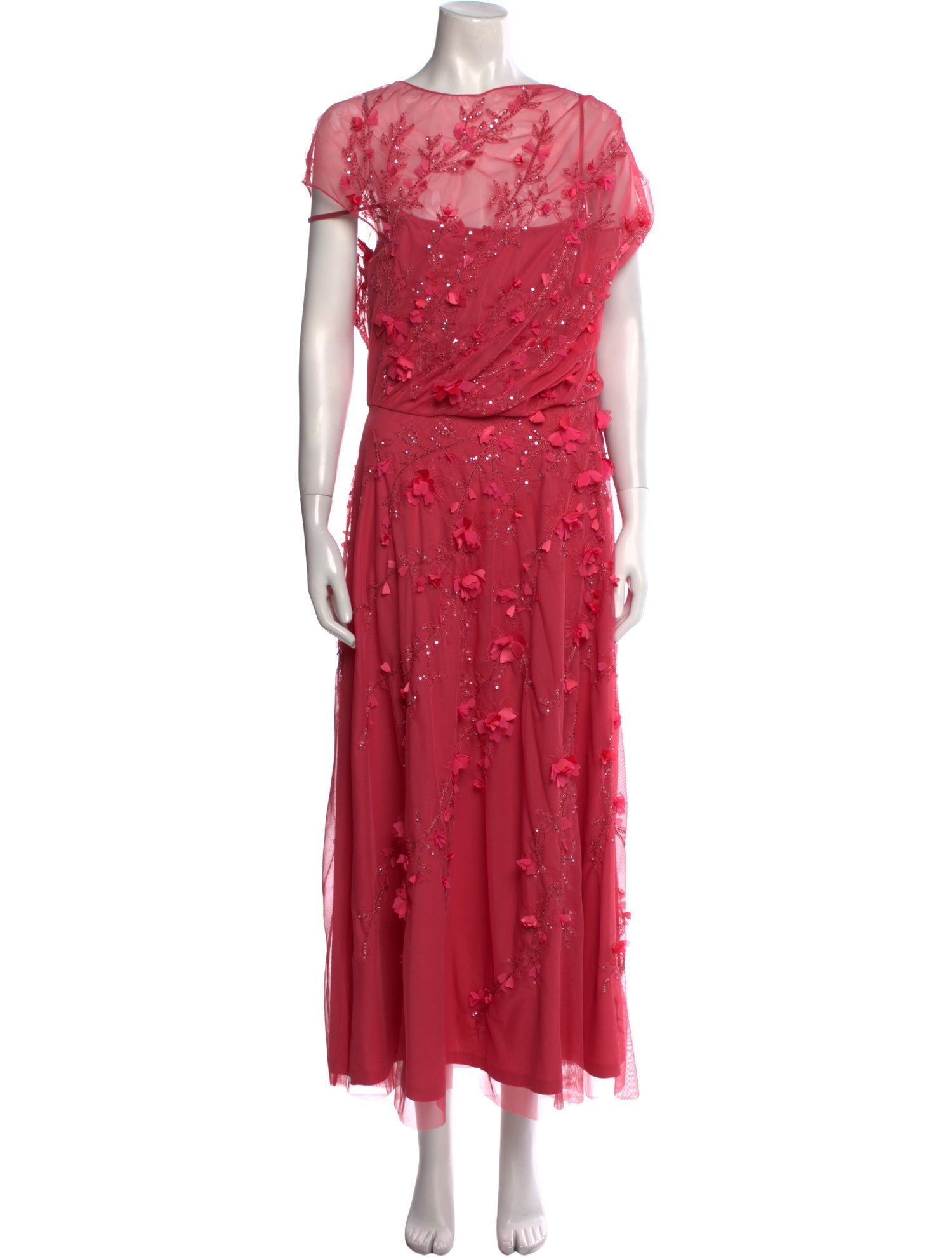 Theia Floral Print Long Dress w/ Tags