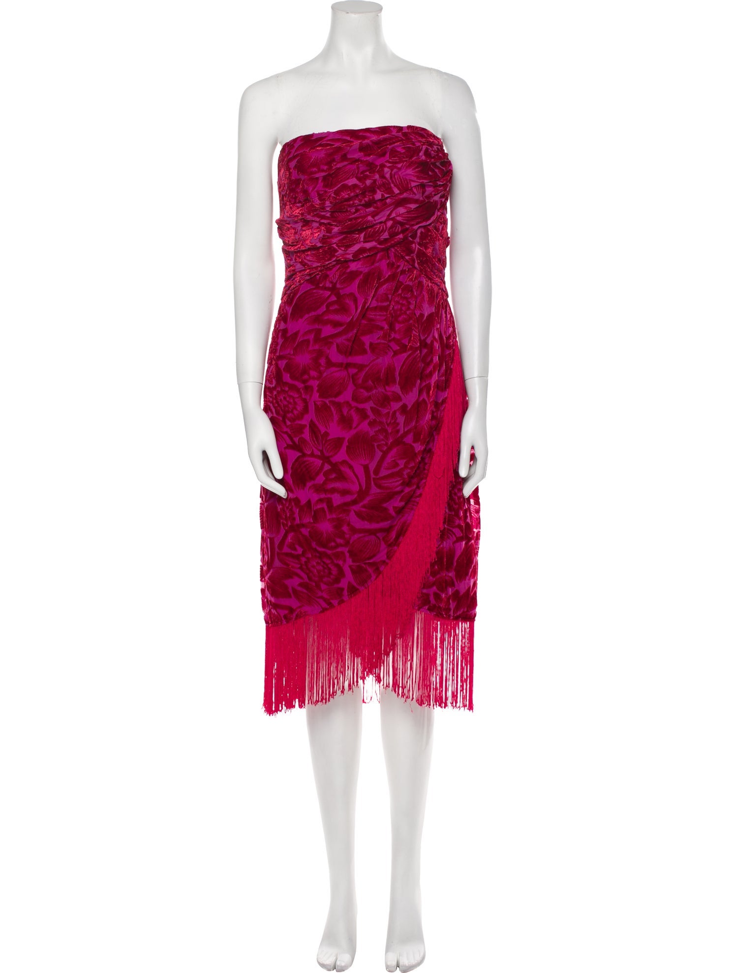 Theia Lace Pattern Midi Length Dress