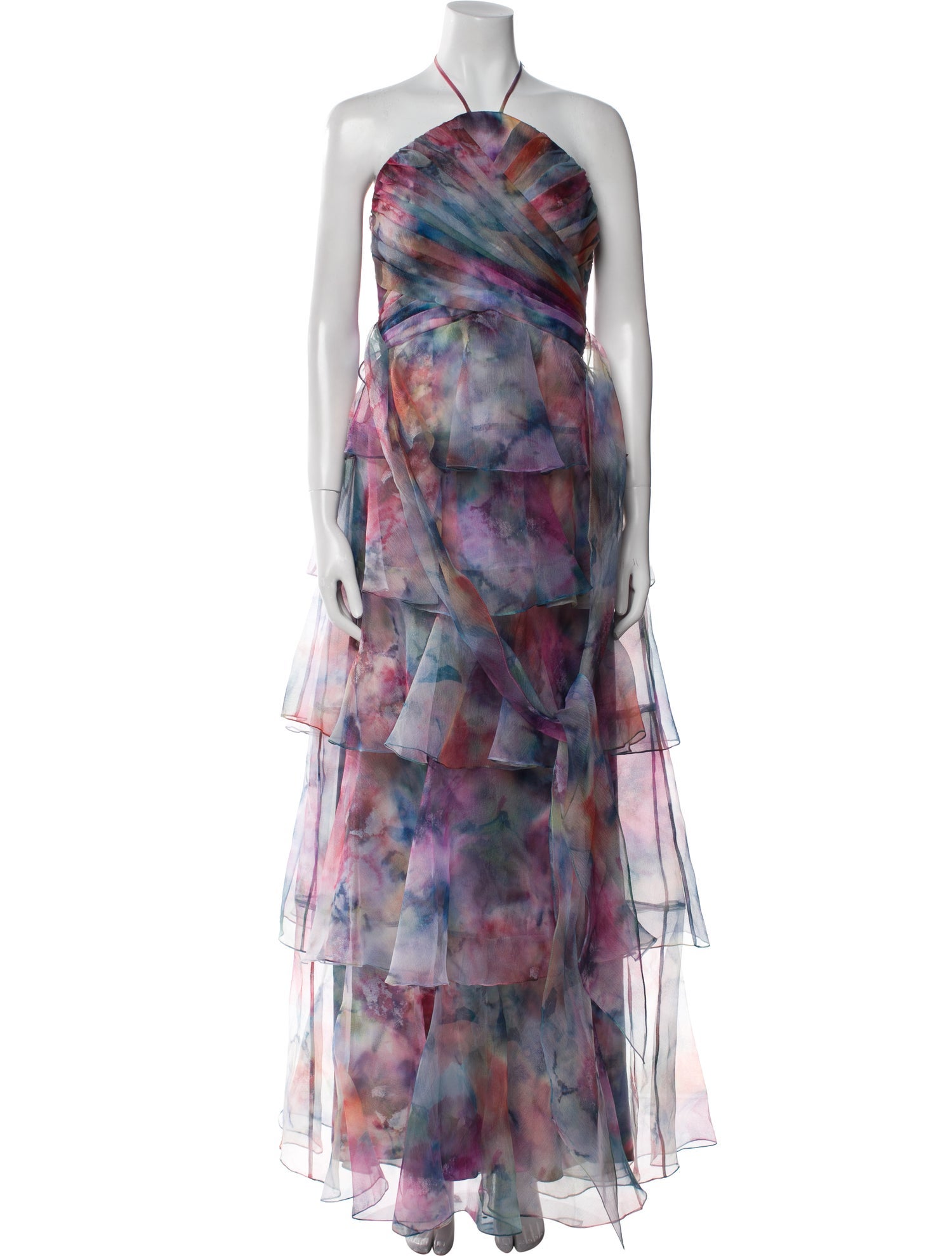 Theia Printed Long Dress w/ Tags