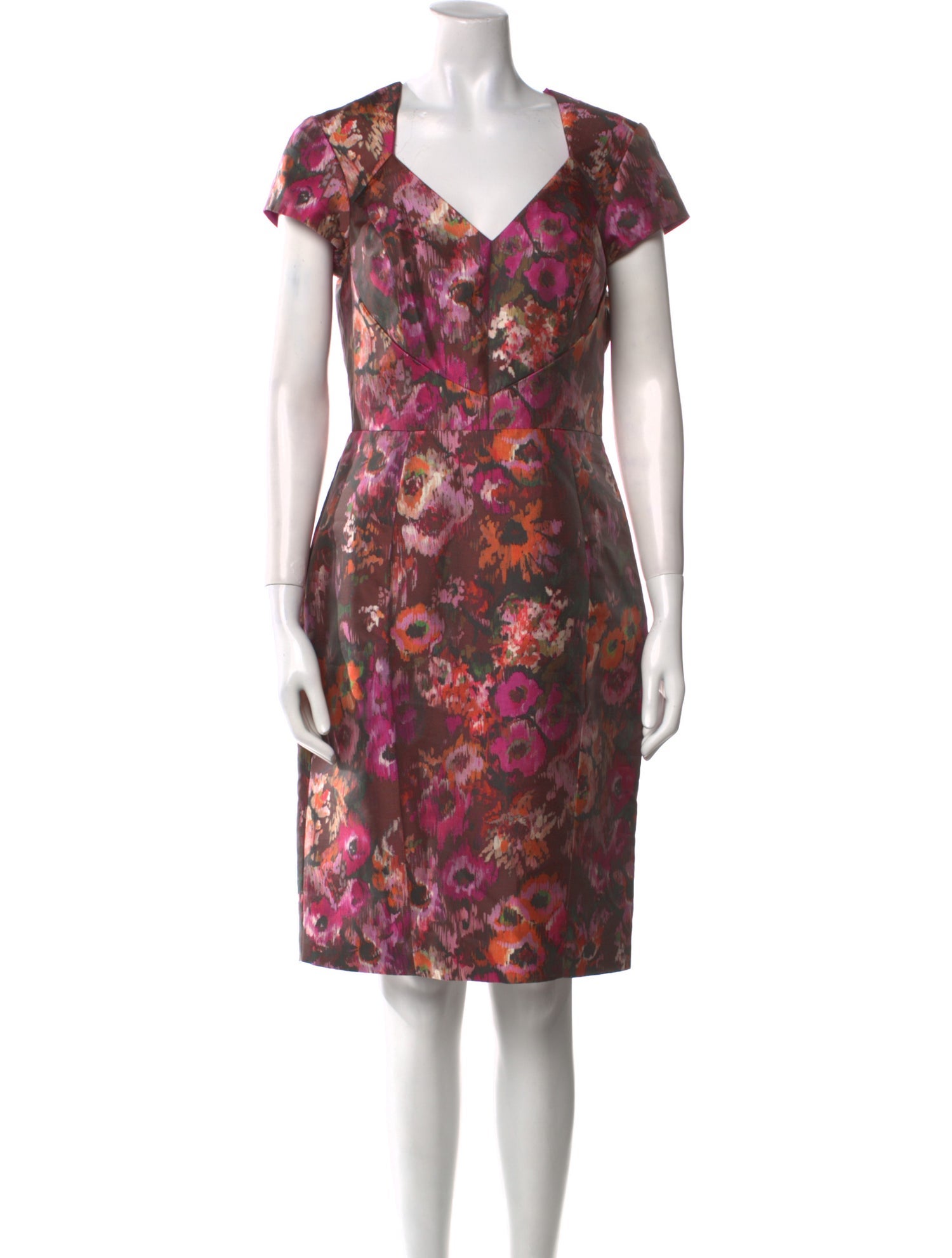 Theia Floral Print Knee-Length Dress w/ Tags