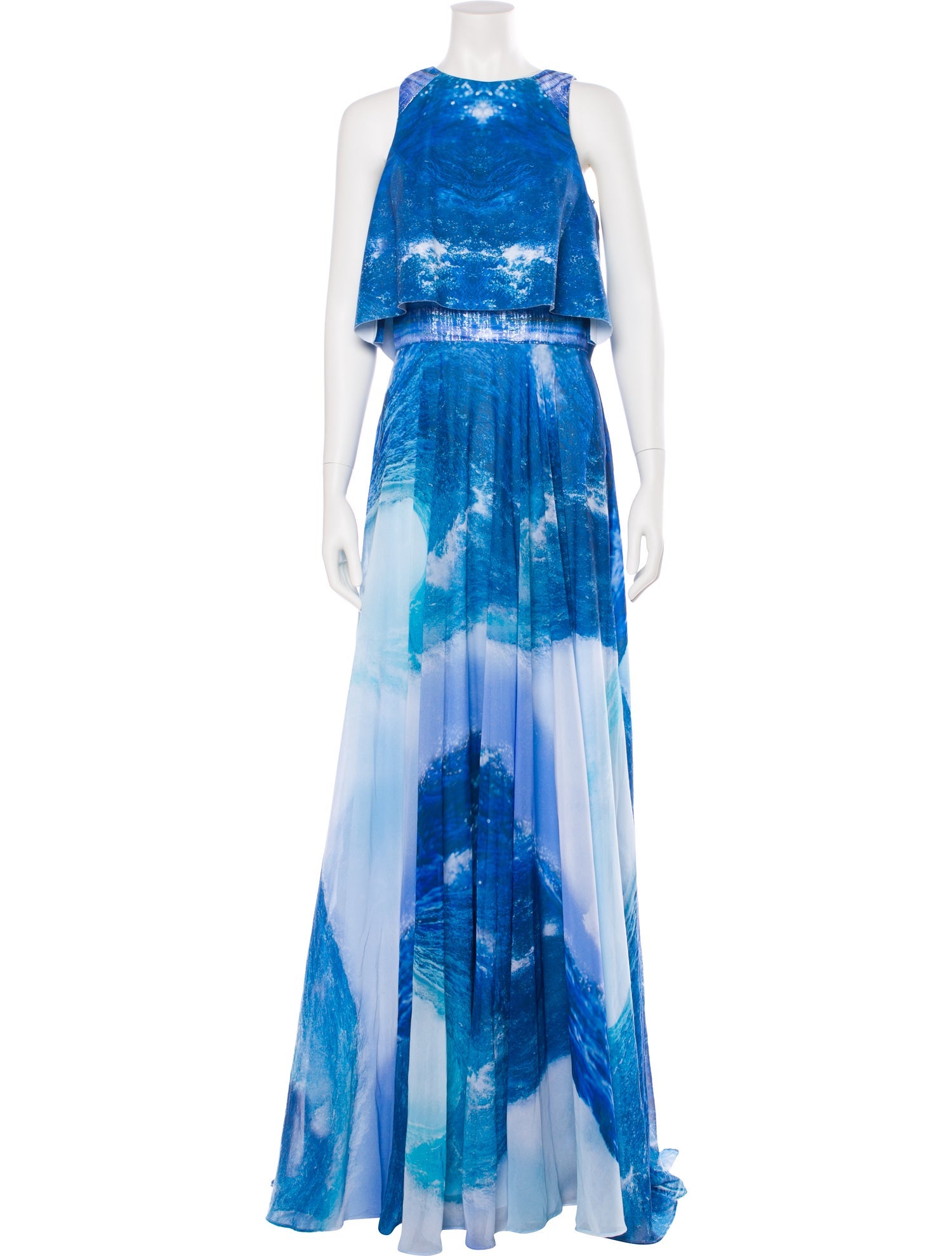 Theia Tie-Dye Print Long Dress w/ Tags