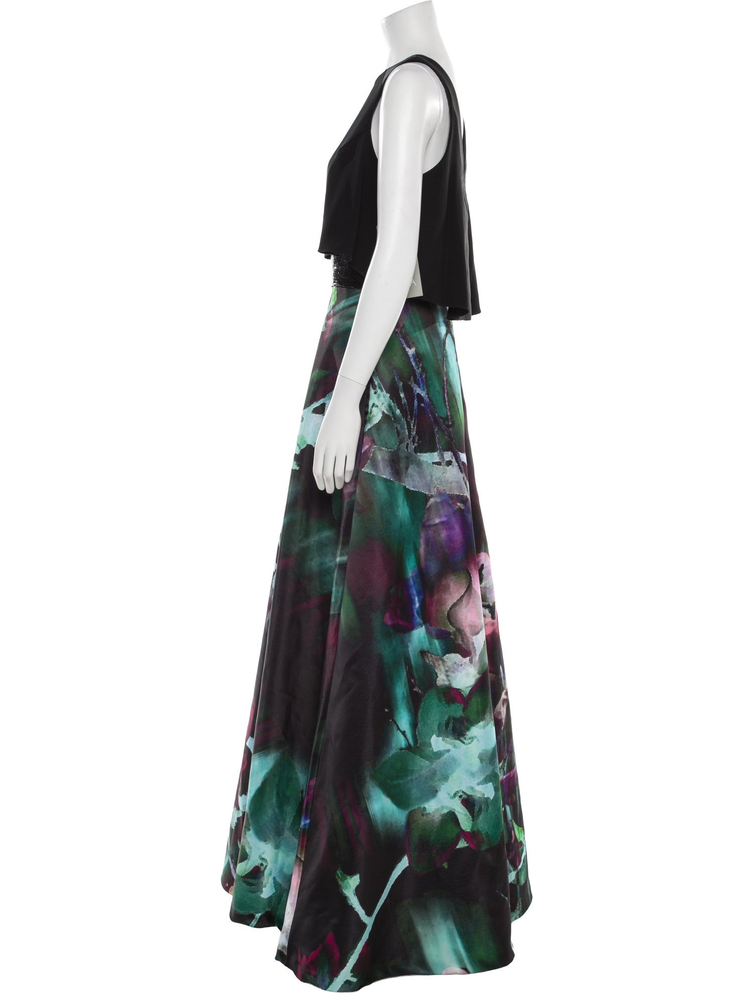Theia Floral Print Long Dress