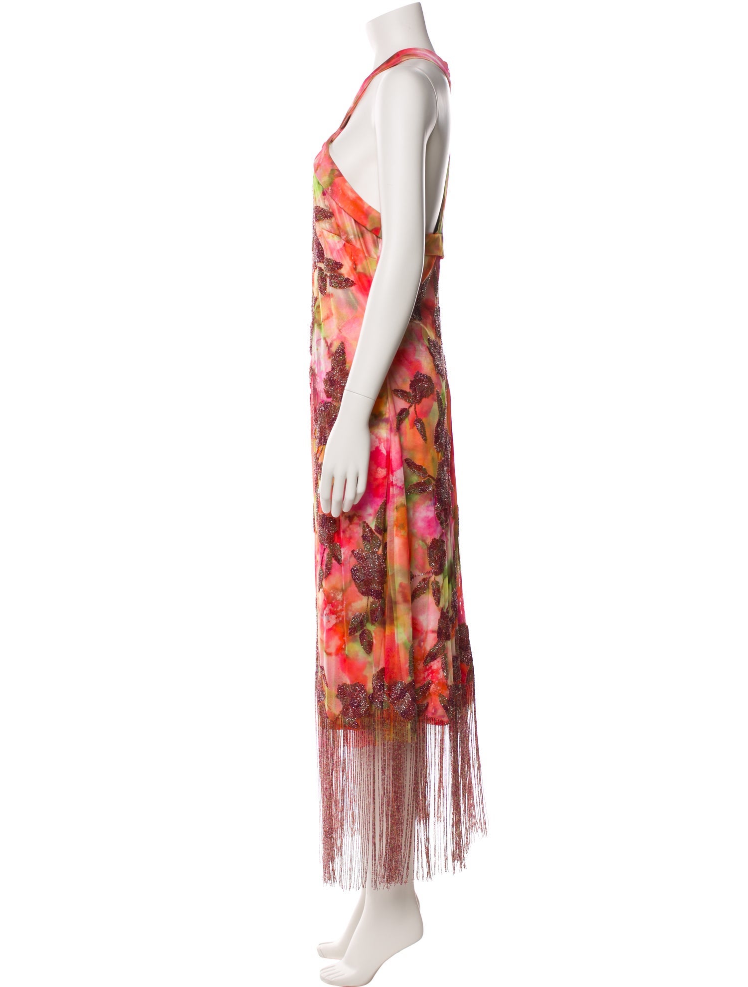 Theia Floral Print Midi Length Dress
