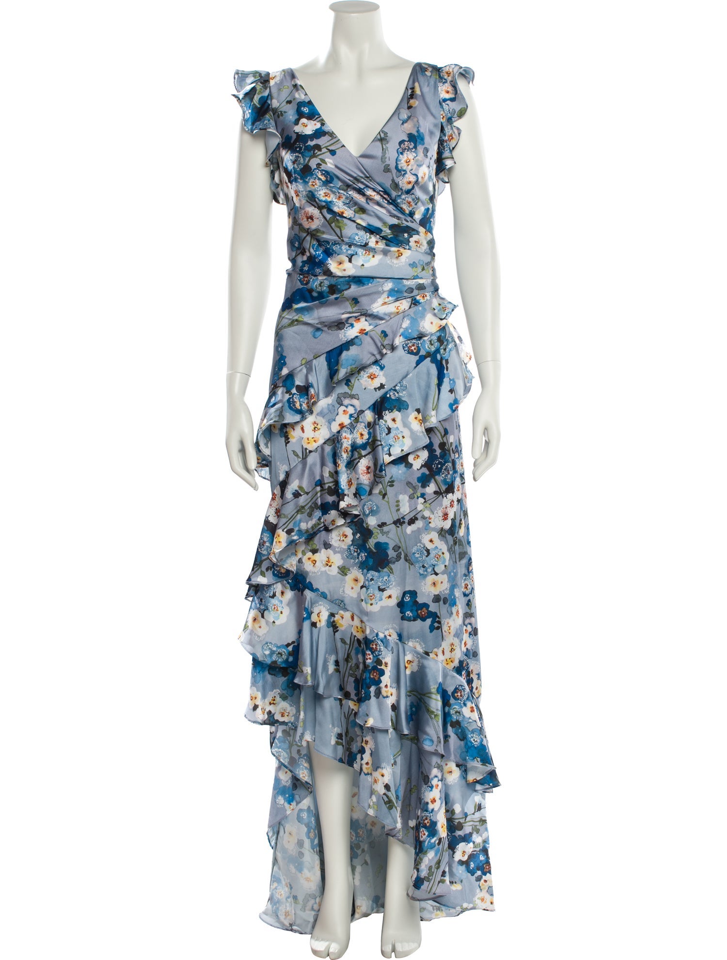 Theia Floral Print Long Dress w/ Tags