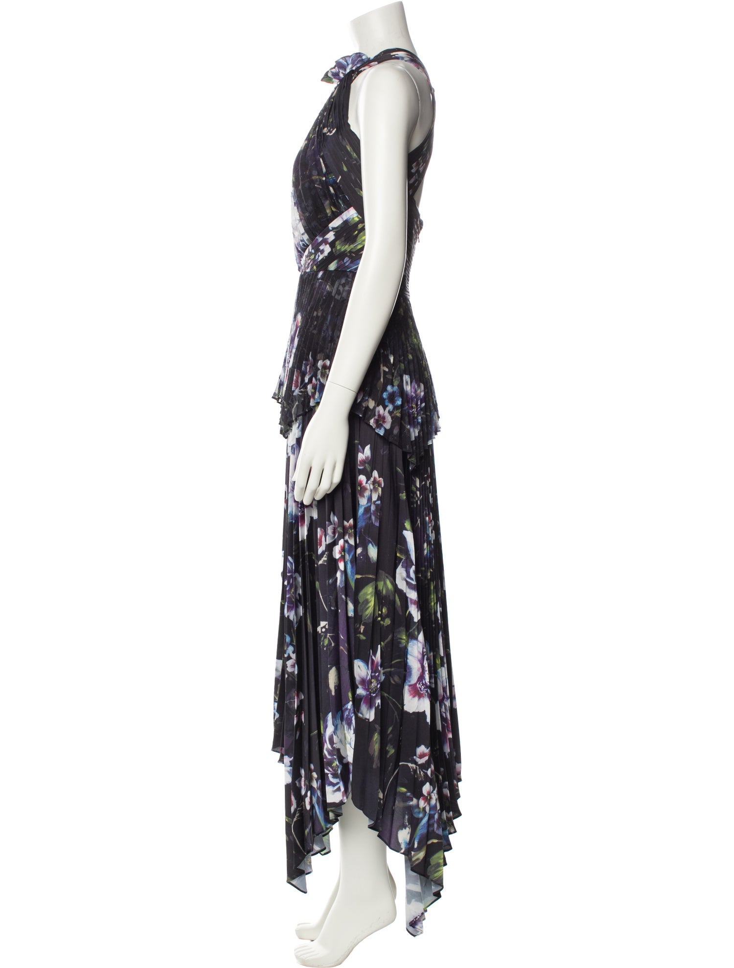 Theia Floral Print Long Dress