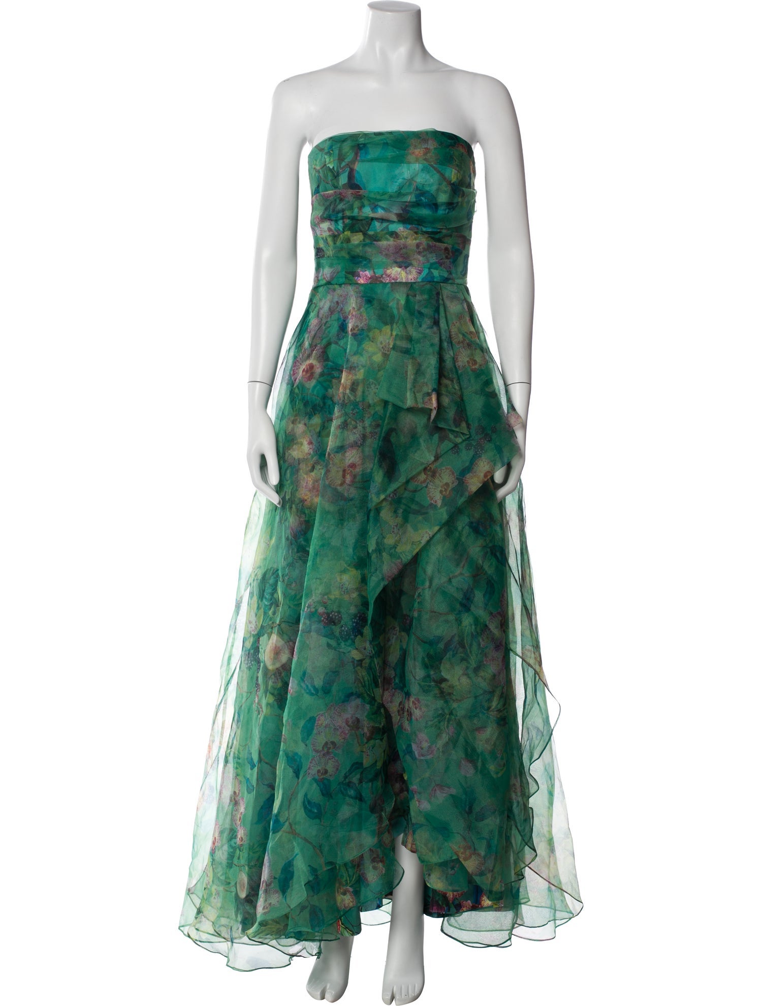 Theia Printed Long Dress