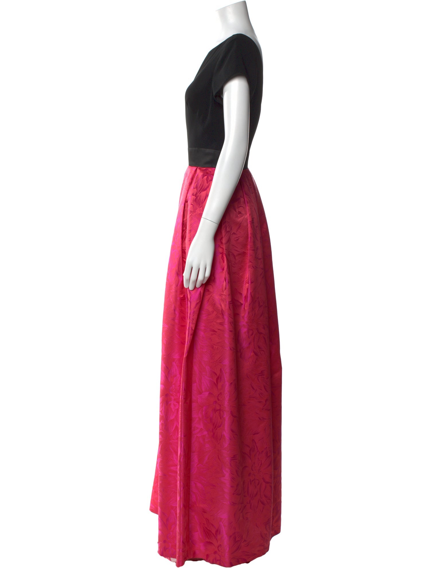 Theia Colorblock Pattern Long Dress