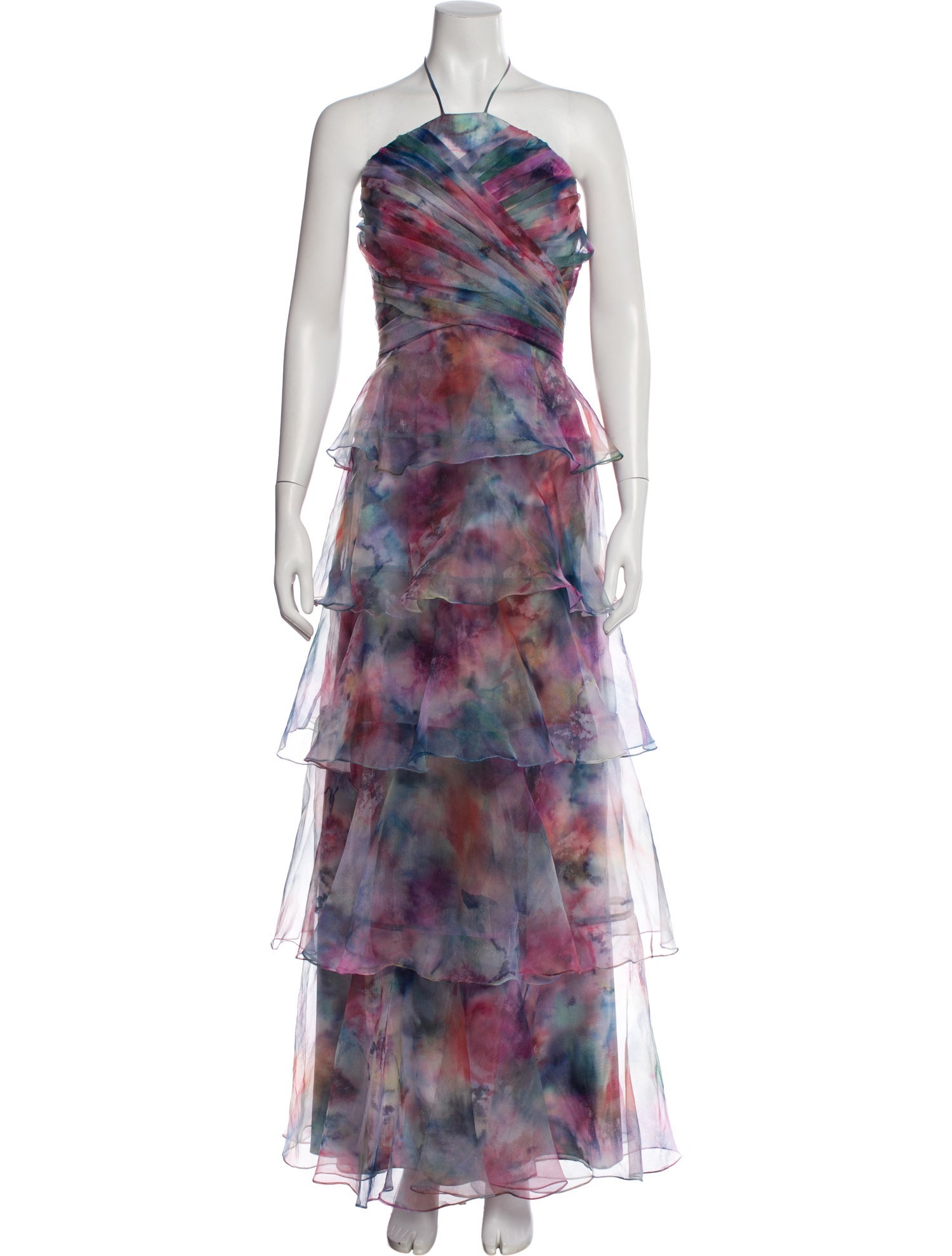 Theia Tie-Dye Print Knee-Length Dress