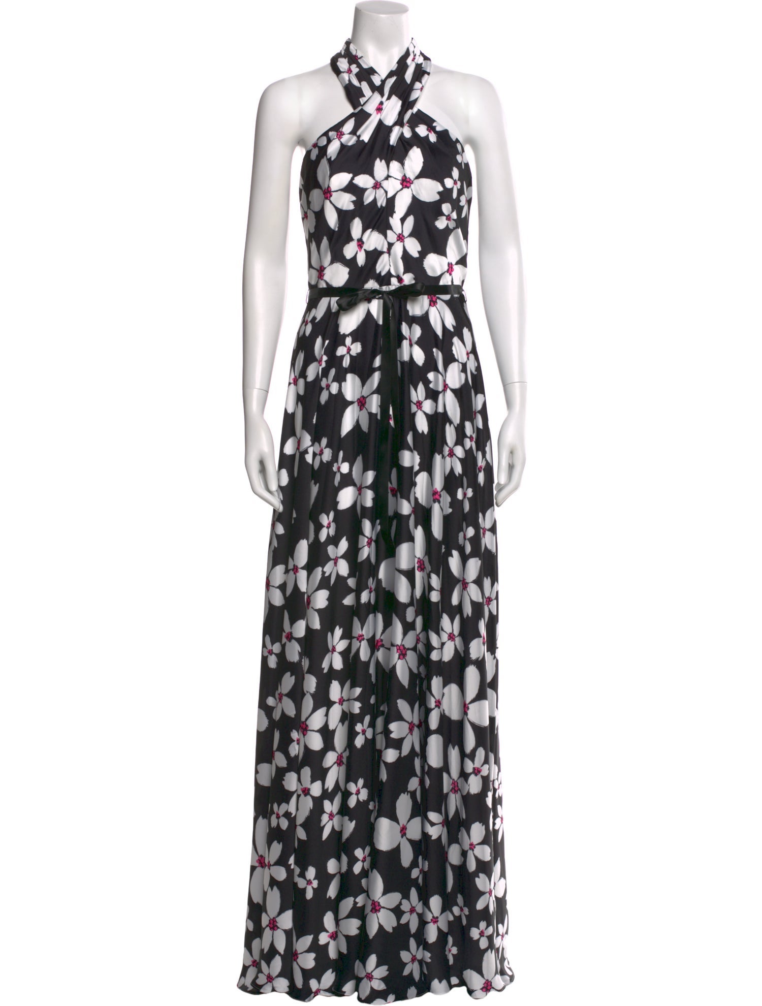 Theia Floral Print Long Dress