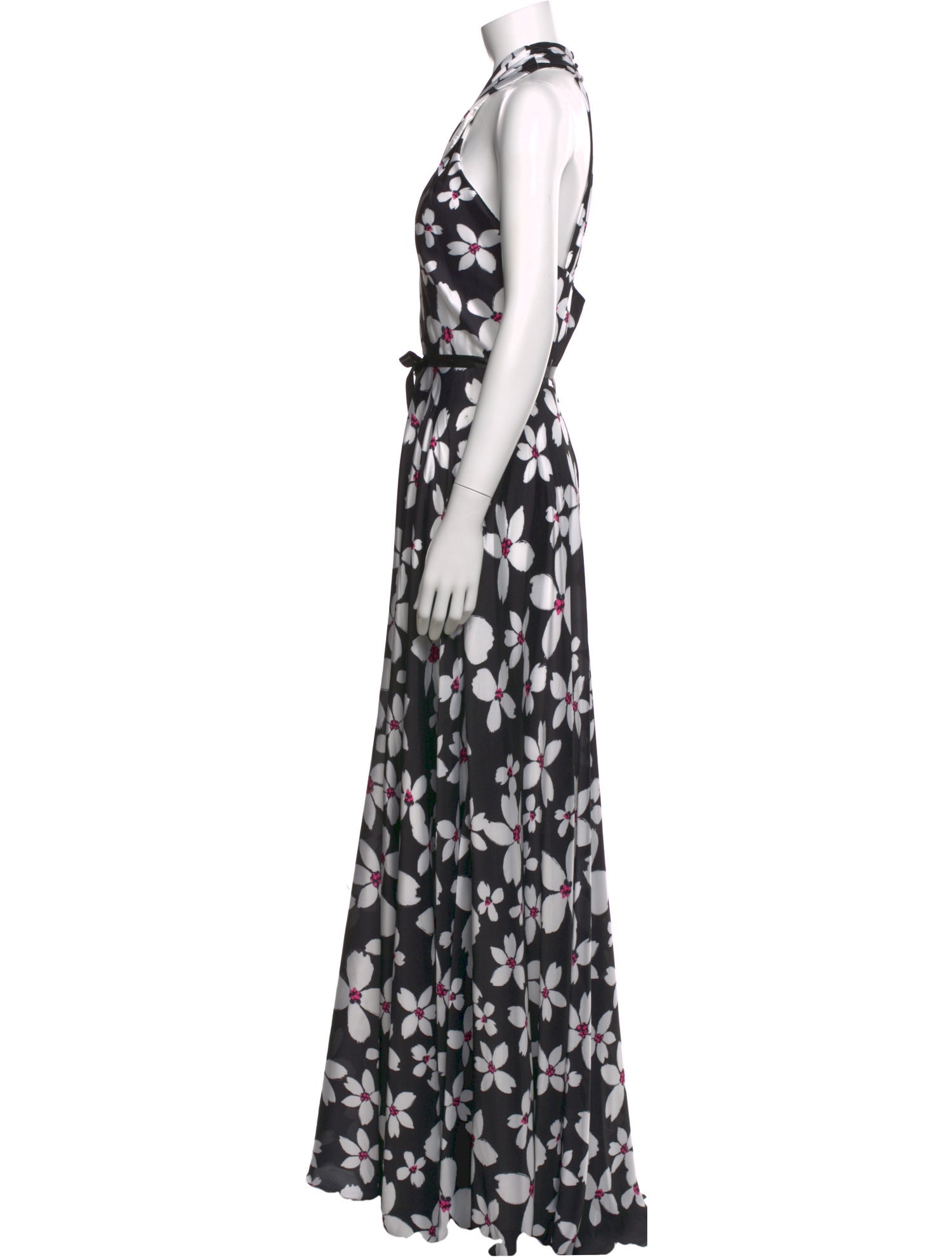 Theia Floral Print Long Dress