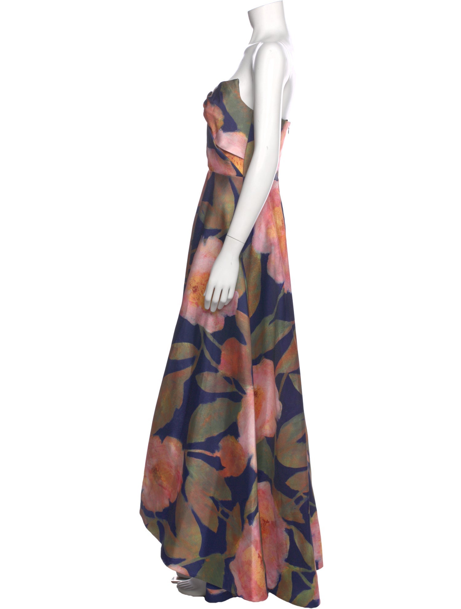 Theia Floral Print Long Dress