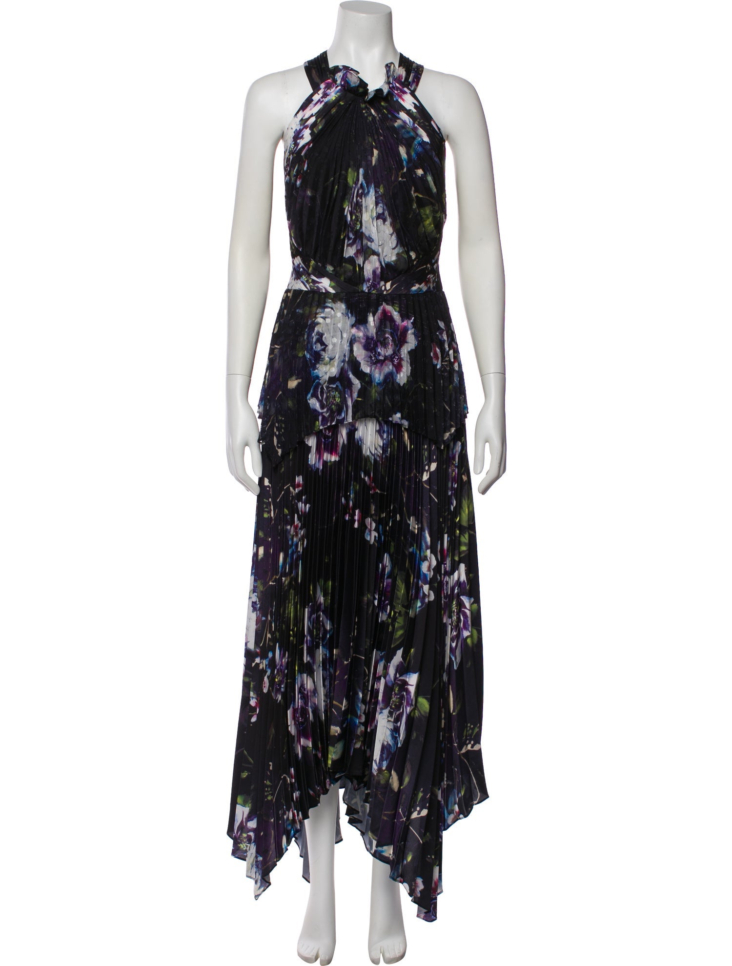 Theia Floral Print Long Dress